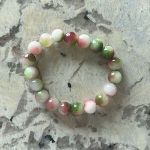 chunky 10mm handmade watermelon tourmaline beaded bracelet
